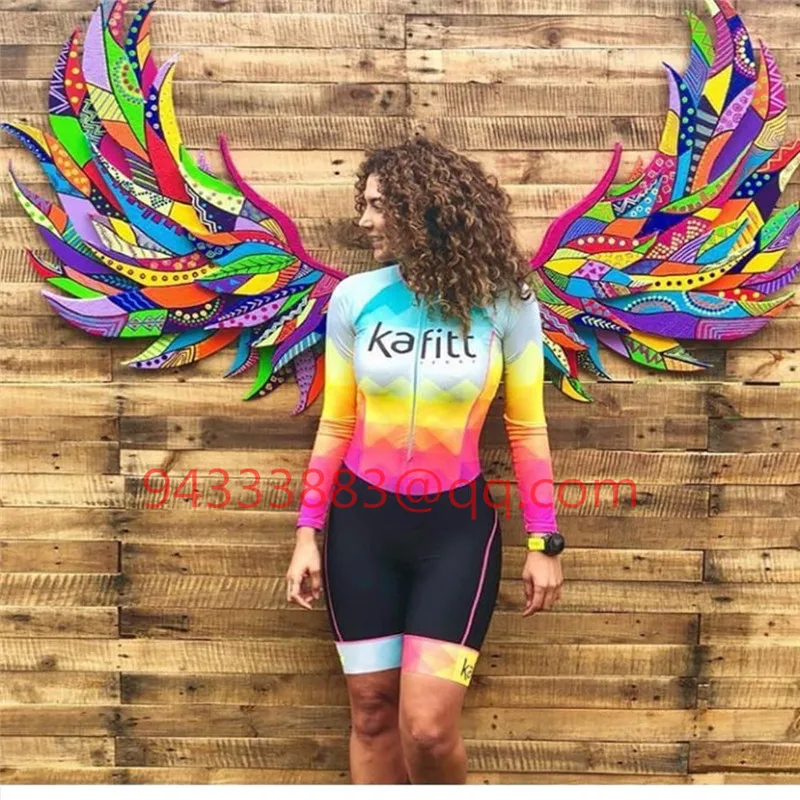 2019 kafitt women triathlon suit long sleeve cycling jersey skinsuit roupa ciclismo feminina rode racing bike clothes jumpsuit