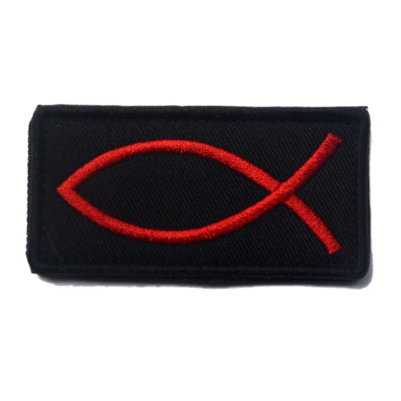 

2019 Outdoor Hunting Accessories Fish-shaped Embroidery Rectangular Embroidery Badge Strap Tactical Decal Armband