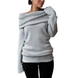 Очаровательный Для женщин модная Соблазнительная летняя с длинным рукавом шарф воротник толстовка пальто пуловер рубашка