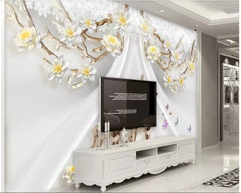 

beibehang papel de parede 3d stylish white small floral lotus flower branch deer embossed wallpaper hudas beauty papier peint