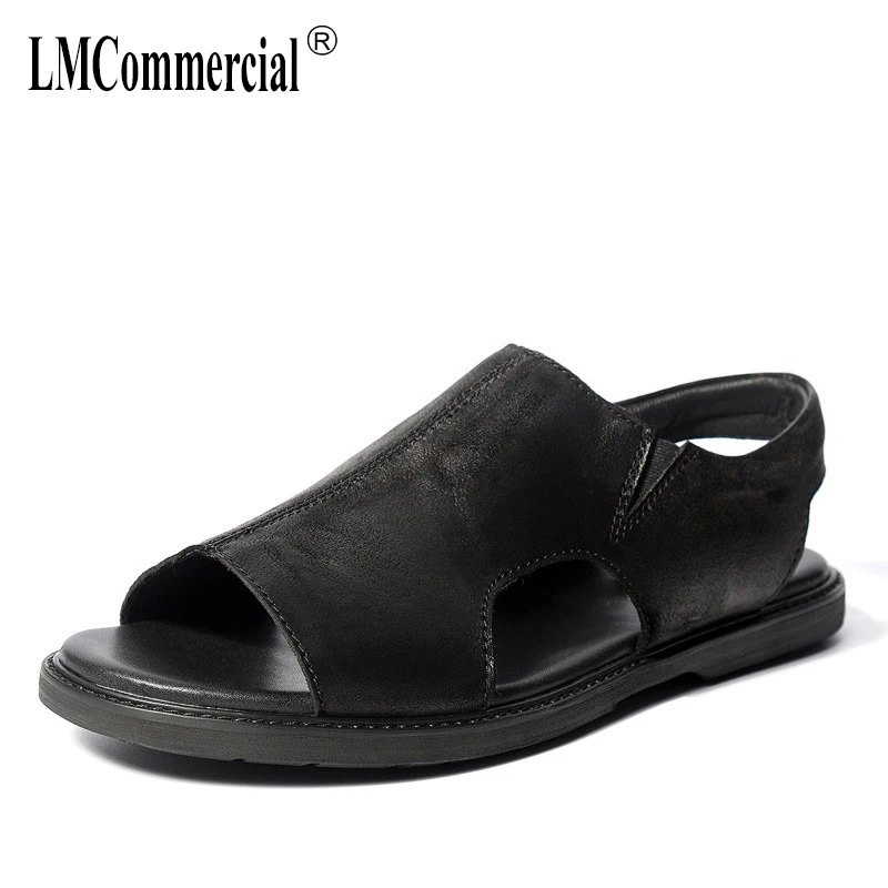 

summer men's Genuine leather Roman sandals Sneakers Men Slippers Flip Flops casual Shoes beach outdoor all-match cowhide