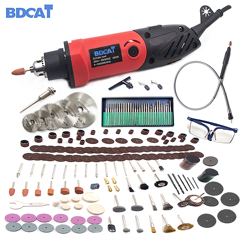 

BDCAT 110V/220V 400W Mini Grinder Engraving Variable Speed Dremel Rotary Tools Grinding Power Tools with 206pcs Accessories