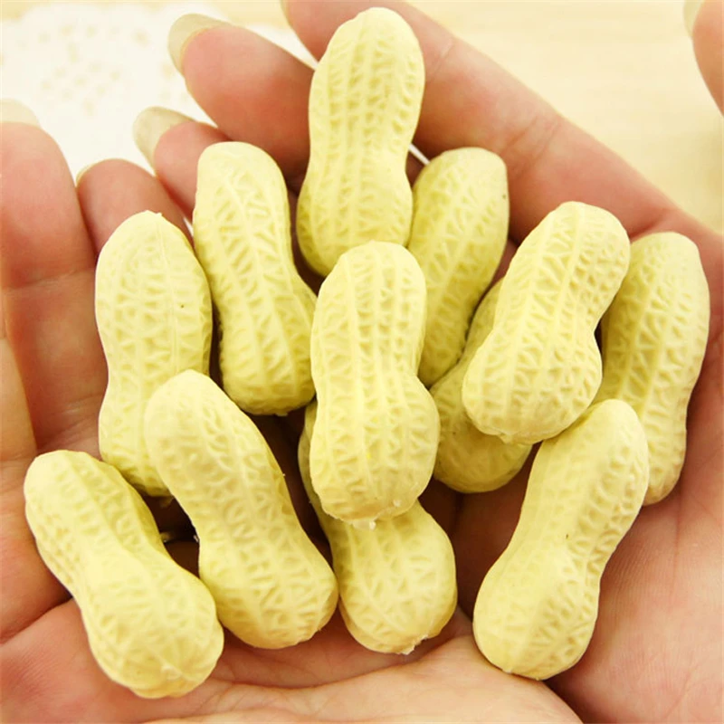 School Supplies Peanut Shaped Nut 4PCs Student Students Stationery Eraser Rubber 
