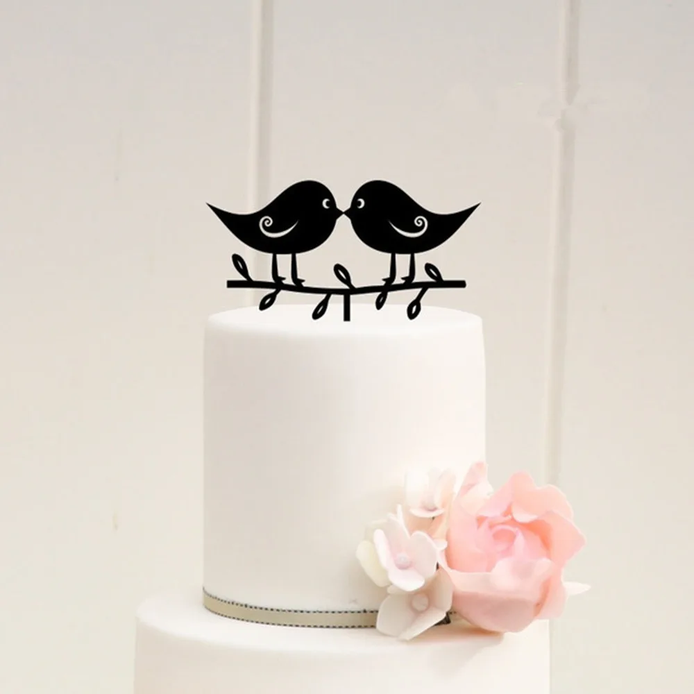 

Love Birds Wedding Cake Topper Acrylic Wedding Gift Cake Decorations Gold/Silver Party Couple Cake Topper Supplies