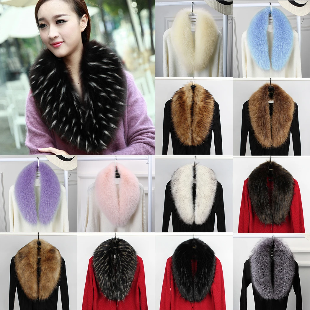 Women Faux Fur Collar Coat Scarf Luxury Winter Warm Hairy Soft Shawl