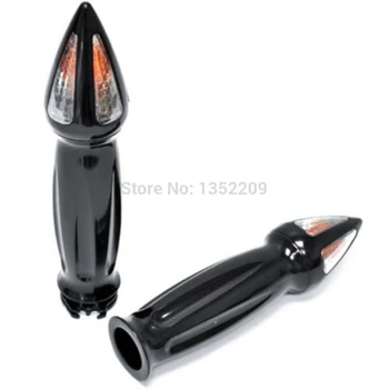 

1" Black hand Grips + Turn Signals For Harley Customs Dyna Softail Suzuki new