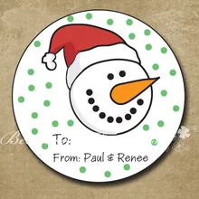 Пользовательские Снеговик праздники рождество наклейки, веселые рождественские бирки, подарочные этикетки на Рождество, украшения для кексов, рождественские украшения