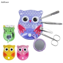 AddFavor Нержавеющая Сталь Маникюрный контейнер для удаления лака набор зажим для ножниц кутикулы толкатель бровей Триммер зеркало педикюр инструменты