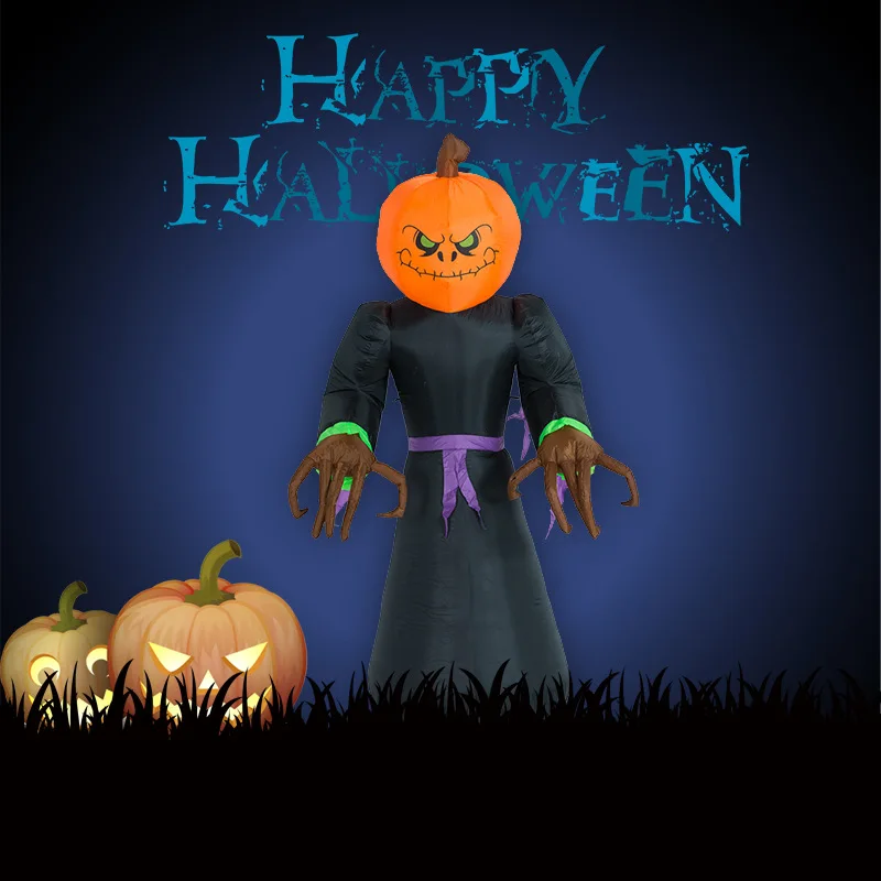 halloween decorations 8 tall airblown inflatable ghost body with pumpkin head new design
