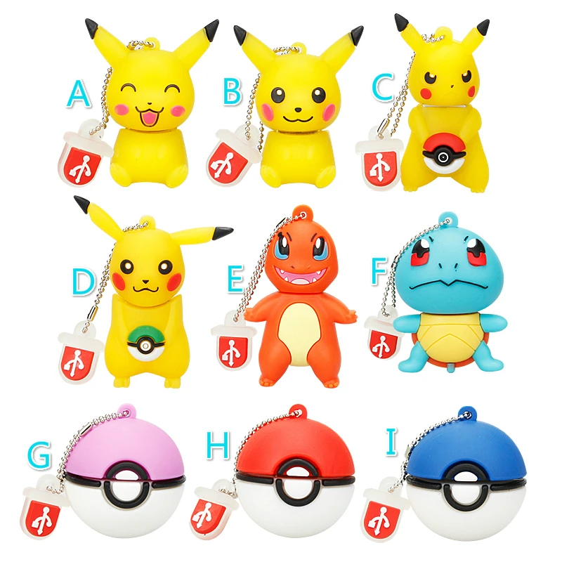 Флешка Pokemon Pikachu 4 г 8 Гб USB флеш-накопители 16 ГБ 32 ГБ 64 ГБ Флешка 128 Гб мультфильм животные милые usb-флеш-накопитель в подарок Бесплатная