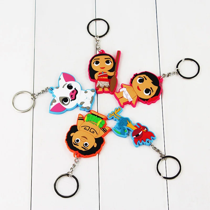 

5pcs/lot New Movie 6cm Moana Keychains Maui Tala Waialiki Heihei Rooster Pua Pig Pendant Figure for Kids
