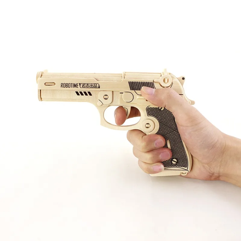 

Hot Robotime 3D Wooden Puzzles Bertta M92F JZ203 Gun Model Kits Diy Block Building Jigsaw Toy For Kid Christmas Gift