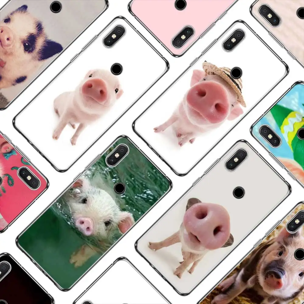 

Silicone Phone Case Funny cute lovely pig for Xiaomi A1 A2 Redmi Note 4 4X 9 8 7 6 6A 5 5X 6X S2 Pro Lite Plus Cover