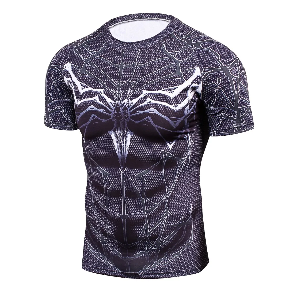  Spider venom 3D Printed T-shirts Men Compression Shirt Short Sleeve Fitness T Shirt Male Tops Weigh