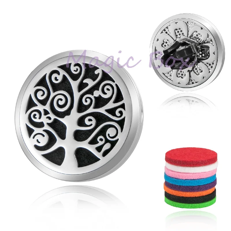 

38mm Car Aromatherapy Essential Oil Diffuser Stainless Steel Locket Air Freshener with Vent Clip 8 Felt Pads