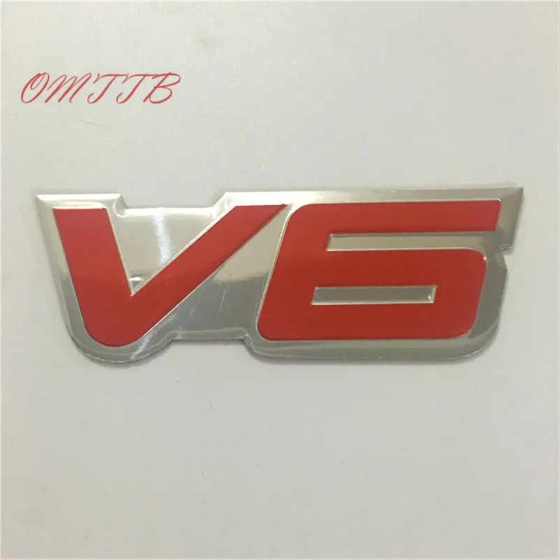 

3D Metal V6 red Emblem Badge Decal Trunk Auto Motor car Sticker for Ford Fiesta Kuga Ranger Galaxy Fusion car styling