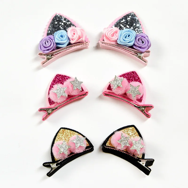 Accessories Girls Cute Hair Clips Cat Ears Bunny Barrettes Flowers Hairpins