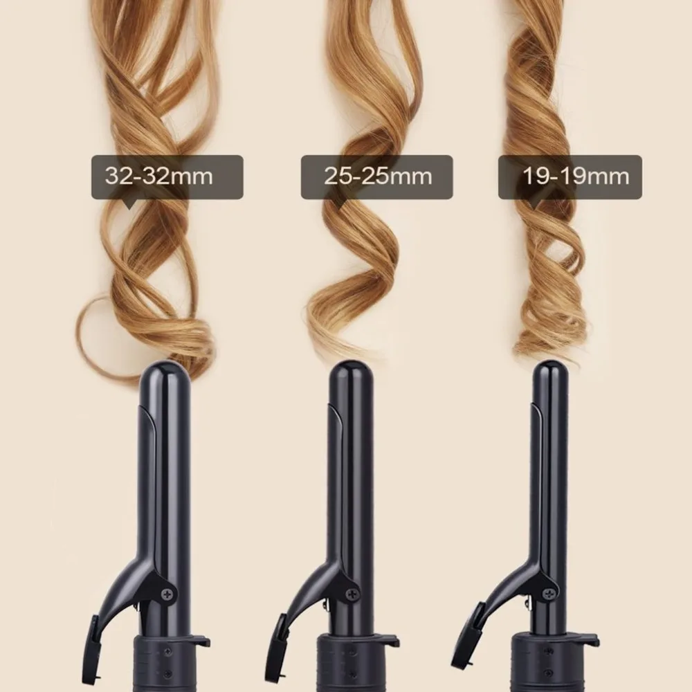 

Pro 3 Part Interchangeable Hair Curling Iron Machine Ceramic Hair Curler Multi-size Roller Heat Resistant Glove Styling Set