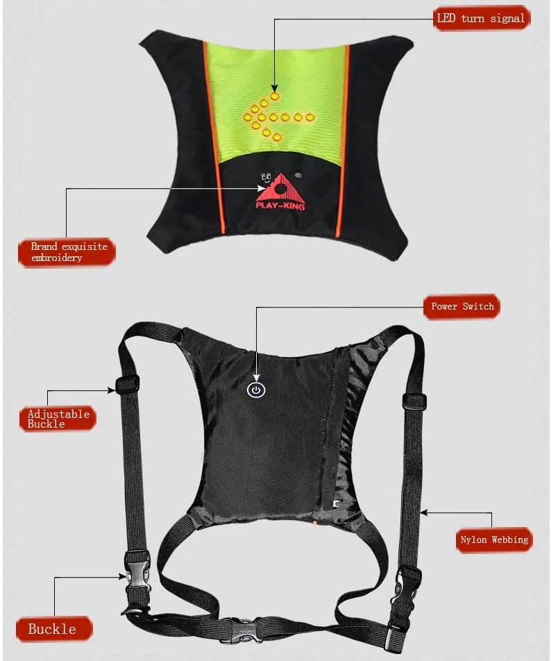 Светодиодный указатель поворота наружная ездовая сумка для мужчин и женщин горный велосипед дышащая спортивная экипировка безопасность Ночная езда на велосипеде