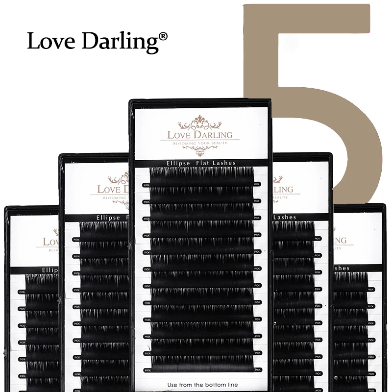 

Love Darling 5 cases/lot Ellipse Flat False Eyelash Extension flat mink cilia eyelashes Faux Matte Mink Ellipse eyelashes