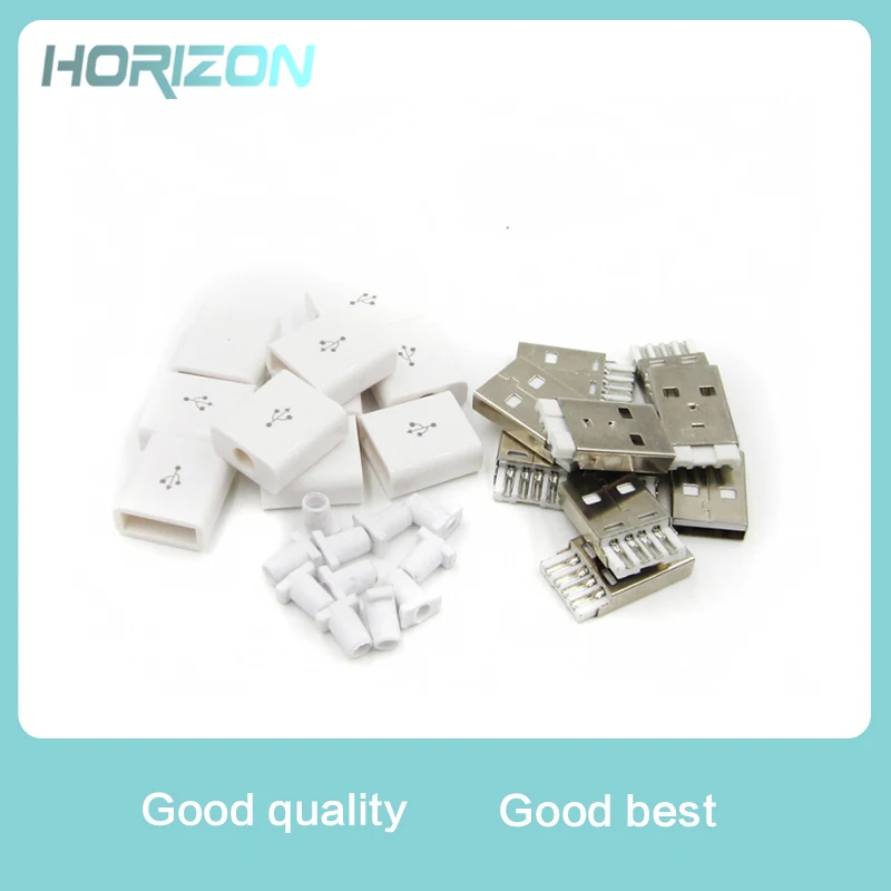 

10PCS White Male USB Connector USB 2.0 Plug Adapter Kit Type-A 5P DIY Components