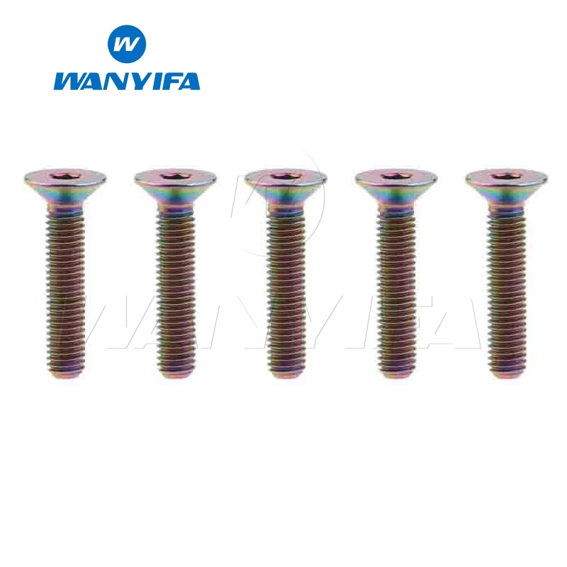 Wanyifa 5 шт. M4x8 10 15 20 мм потайная головка Винт С Титановым болтом для велосипеда тормозной велосипедный крепеж - Цвет: M4x20 Rainbow