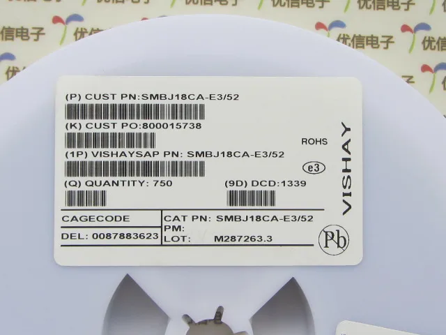 10 шт. Высокое качество Новые SMD телевизоров SMBJ18CA-E3/52 600 Вт 18В двухсторонний |