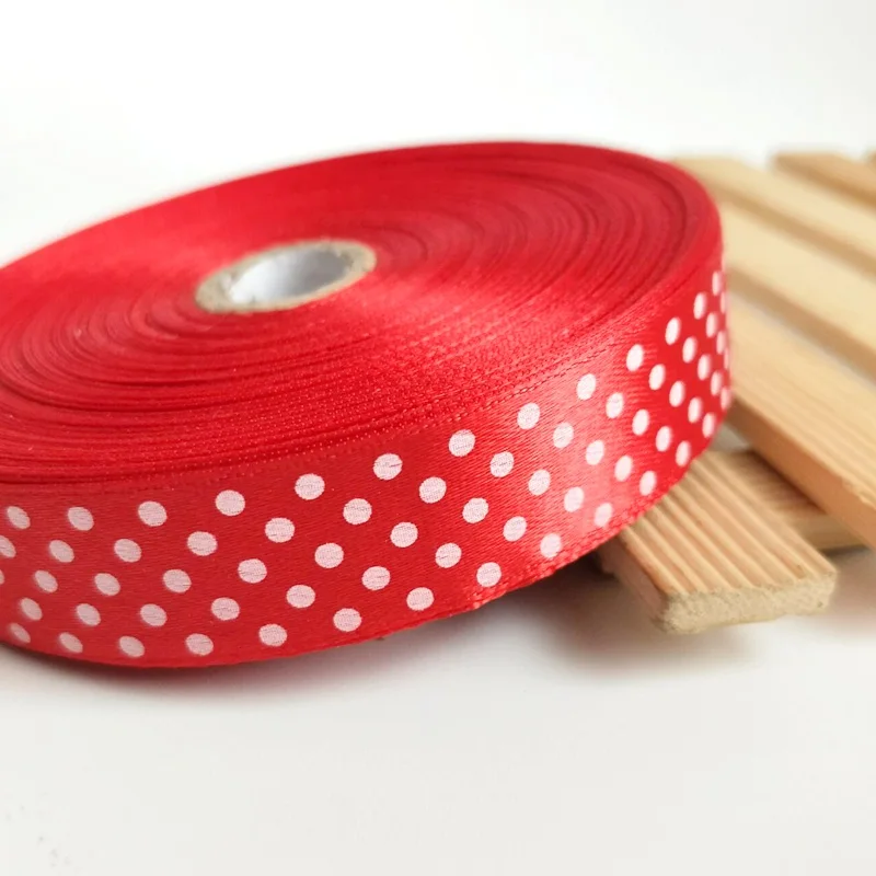 HL 18 мм 5 ярдов/9 ярдов атласные ленты в горошек для свадебной вечеринки украшения рукоделие ткачество Подарочная коробка декоративно-упаковочная лента для изготовления бантов - Цвет: 5 yards red