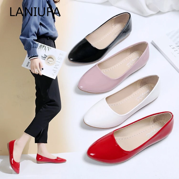 

New Women Oxfords Ballet Flats Shoes pu Leather women Casual Comfort Loafers Slip on Boat Shoes women mujer plus size 35-40 #086