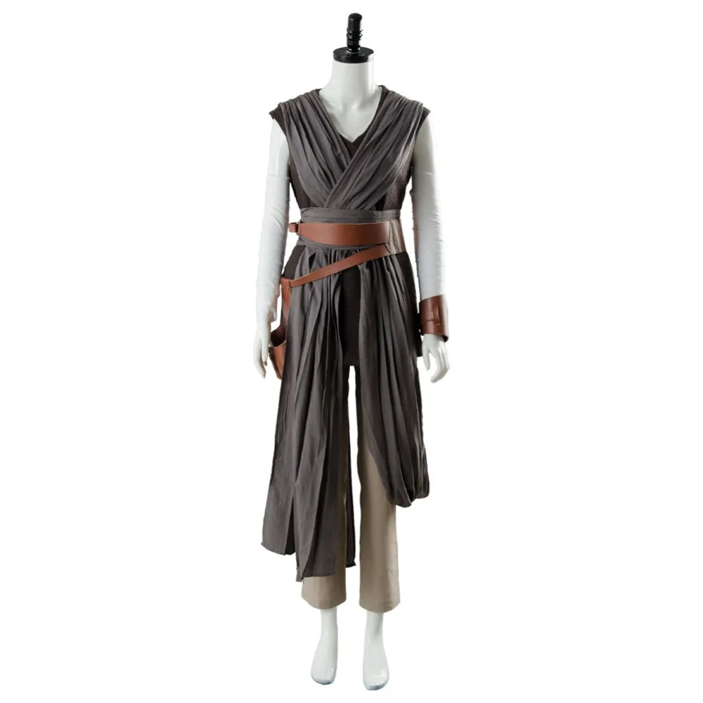 

Movie Role Jedi Rey Cosplay Costume Sleeveless Dress Pant Belt Full Set Halloween Costumes Adult Women Outfit Clothes Suit
