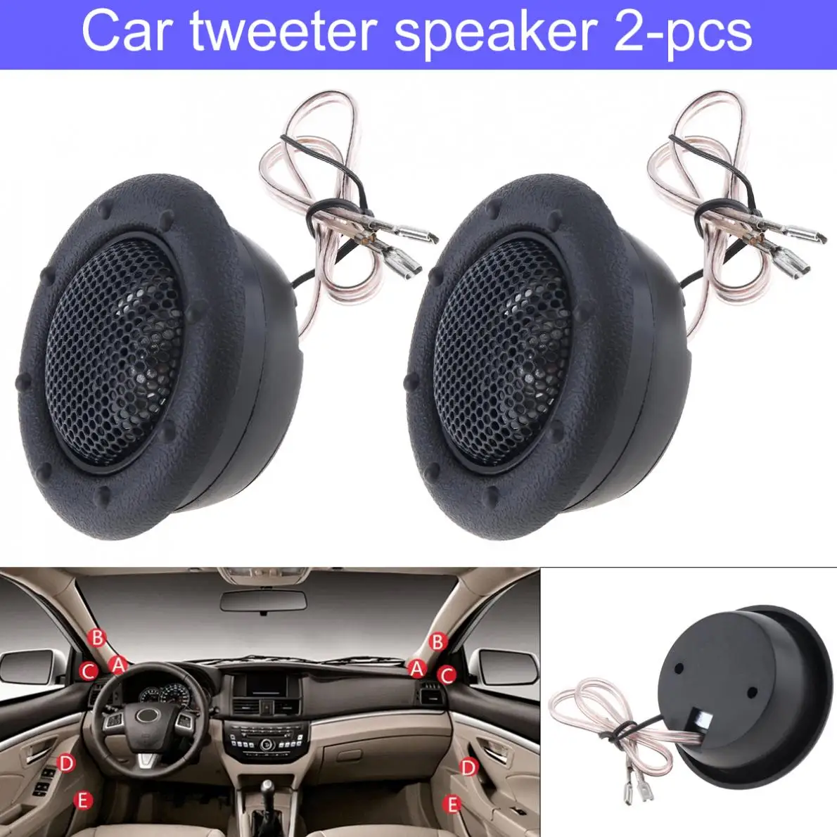 

2 Pcs 150W Durable Universal High Efficiency Mini Half-Dome Car Tweeter Speakers for Car Audio System