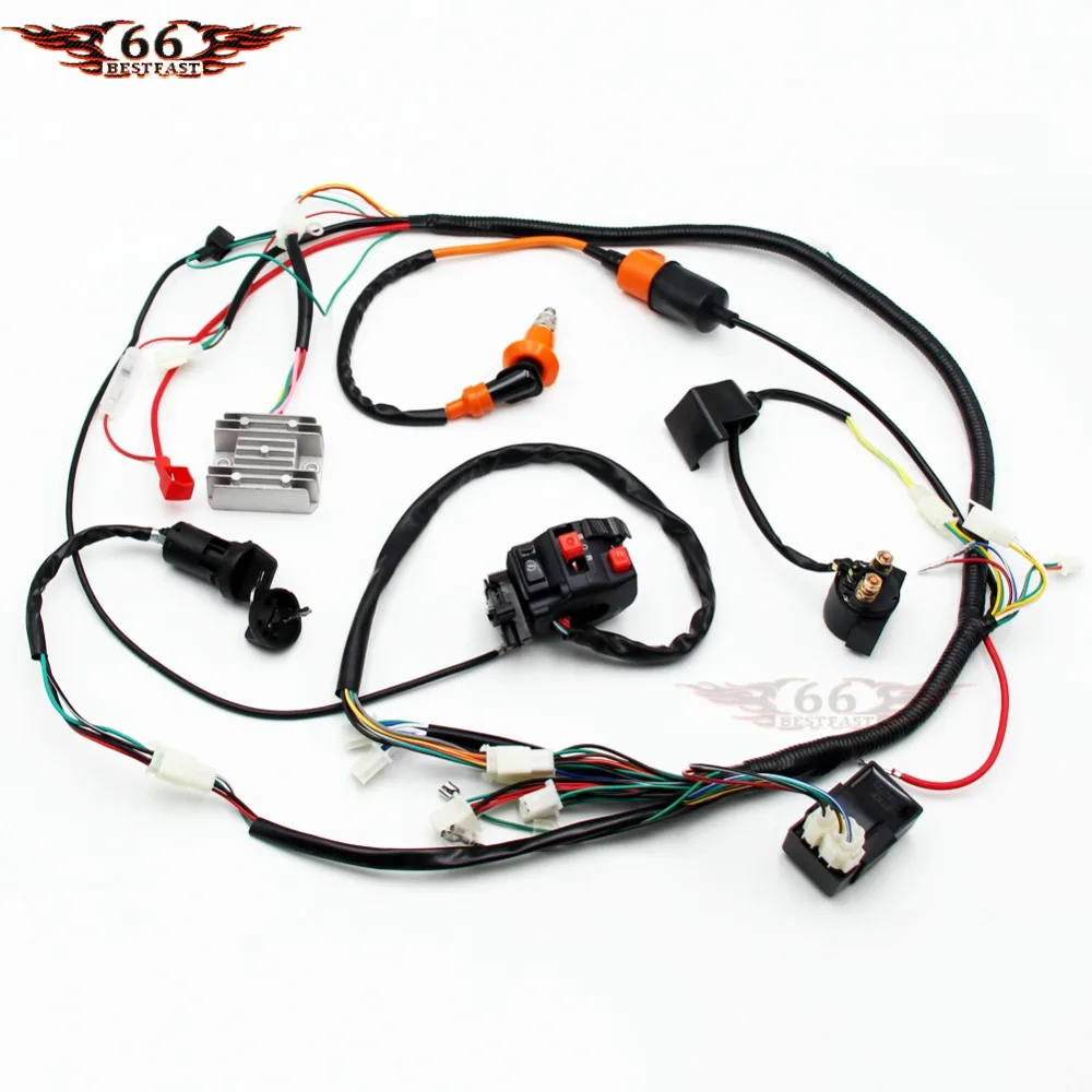us $19 95 complete electric wiring harness loom cdi performance coil spark plug switch gy6 150cc 200cc 250cc atv buggy go kart new in motorbike Engine Wiring Harness