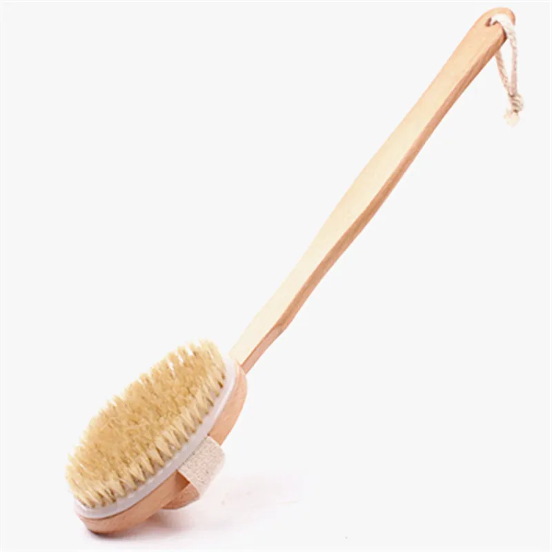 Yihower Long Wooden Handle Bath Body Brush Natural Bristles SPA Shower