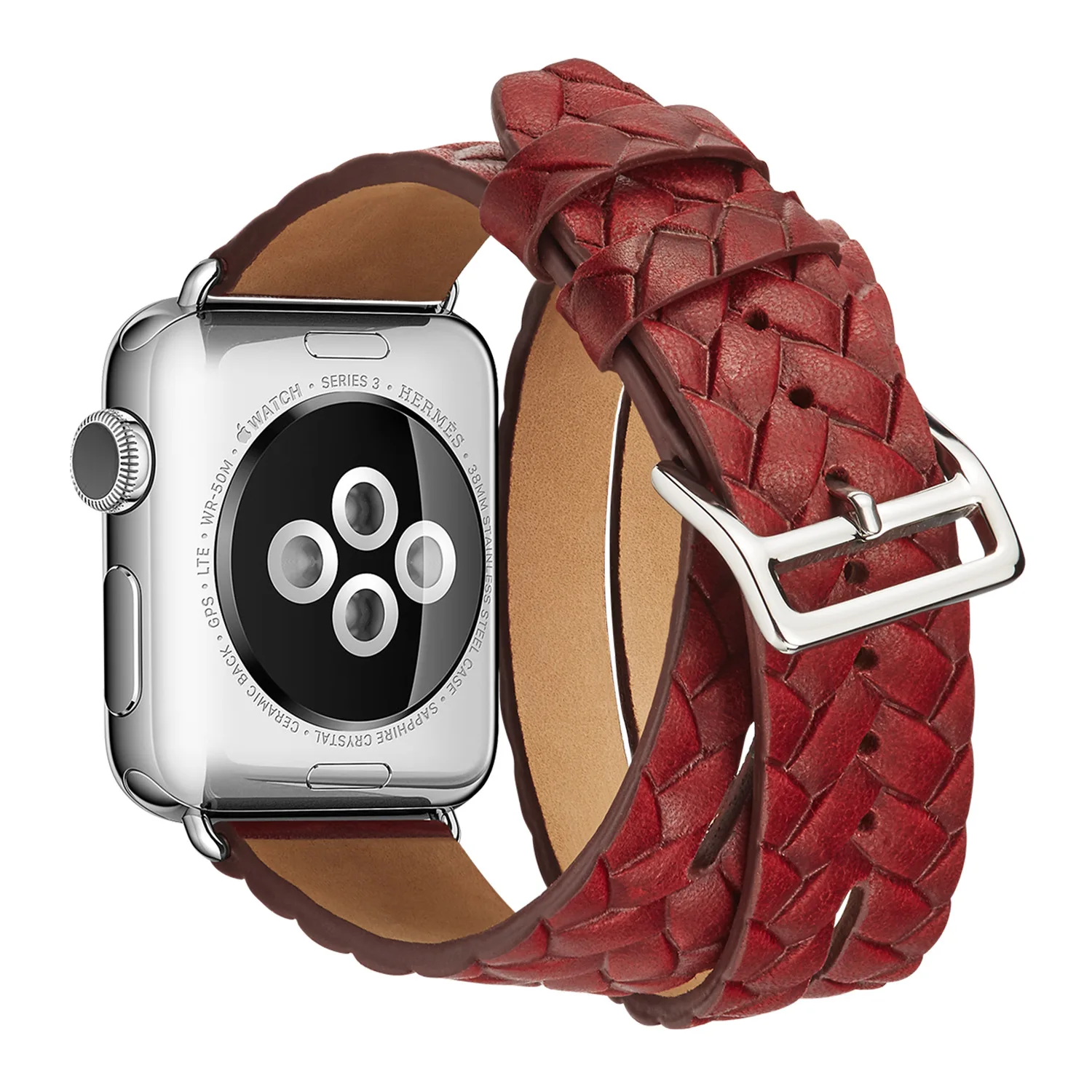 KLFS рельефный ремешок для Apple Watch ремешок кожаный ремешок с двойным кожаным ремешком 38 42 40 44 мм