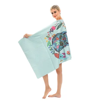 

Beach Towel Sugar Skull Flowers Rectangle Beach Blanket Sand-Free Easy To Carry And Space Saving Double-Side Printed Microfiber