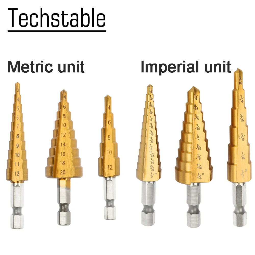 Ступенчатое сверло из быстрорежущей стали с титановым покрытием для металла 3-12 мм 4-12 мм 4-20 мм