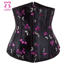 Cherry Embroidery Waist Corset Underbust Women Waist Trainer Waist Shaper Espartilhos Corpetes Corset Espartilho Sexy Korsett