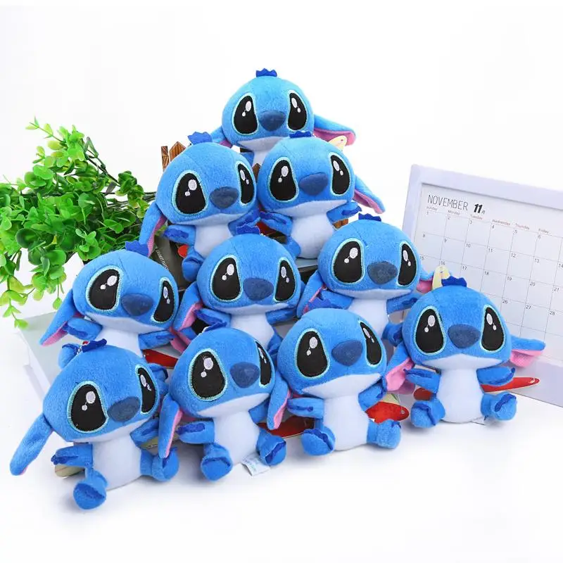 4 10cm Lilo Stitch Plush font b Toy b font Doll with Ring Soft font b