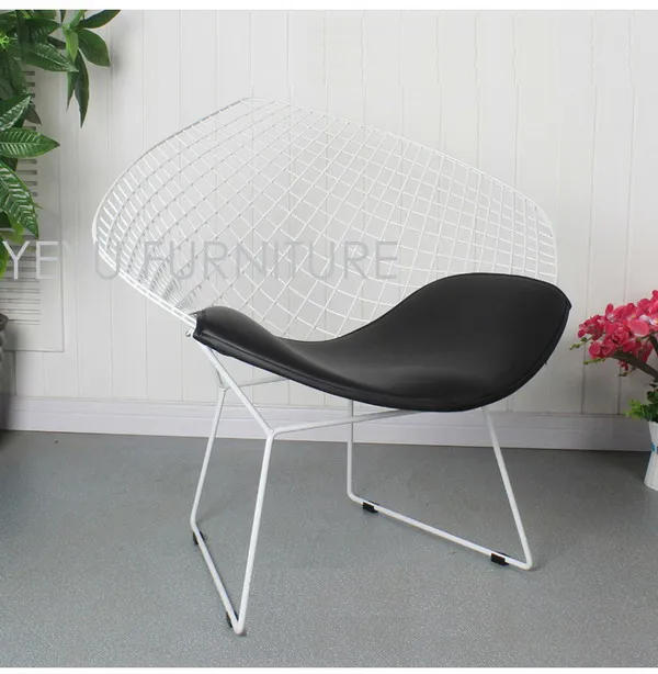 Современный классический дизайн, стул для отдыха из стального проволочного стального дерева с металлическим ковриком чердак, черный, белый, красный цвета - Цвет: White C Black Pad