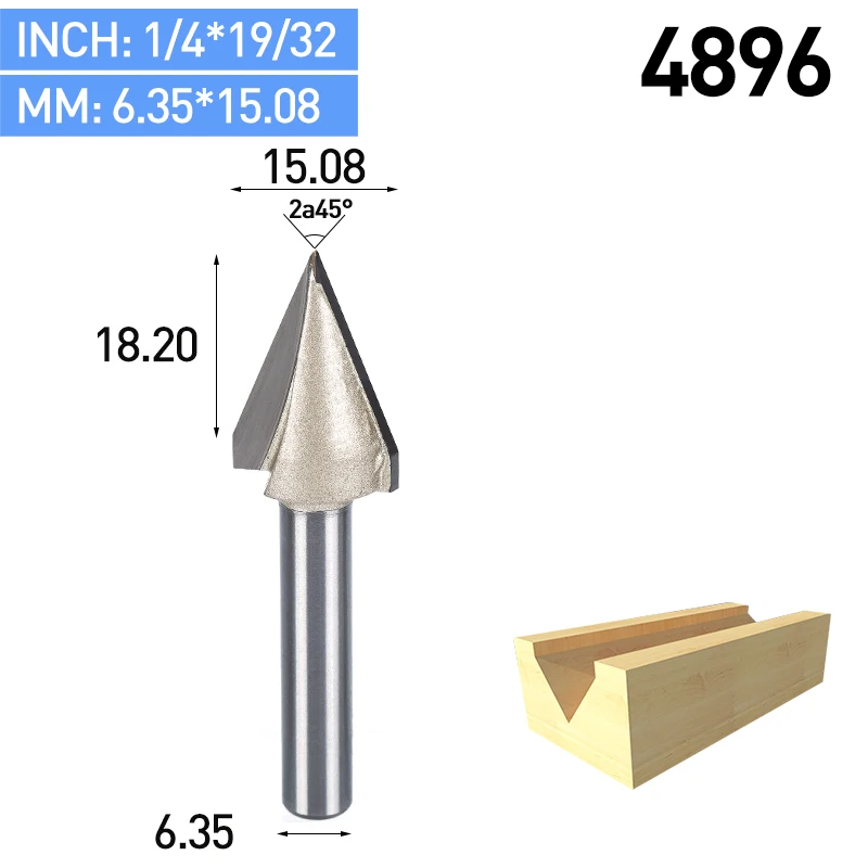 Boboaldo 1 шт. 1/2 1/4 хвостовик 60 Deg V шлифовальный станок вольфрамовые фрезы для дерева для резьбы по дереву инструмент - Длина режущей кромки: 4896