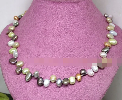 

ddh003806 Charming multi color baroque real pearl strand necklace fashion