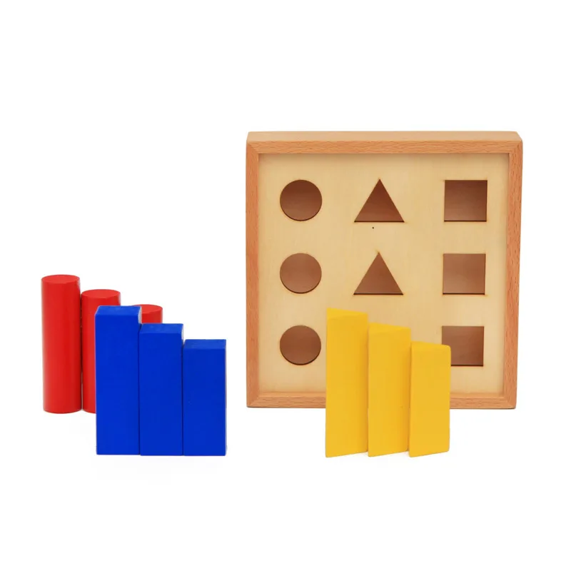 Wooden Educational Toys Montessori Geometry Pillar Learning Children Toys Mathematical Geometry Shape Teaching Tools