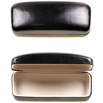 

Black Leather Square Eye Glasses Sunglasses Hard Case Box Portable Protector Holder Clam Accessories