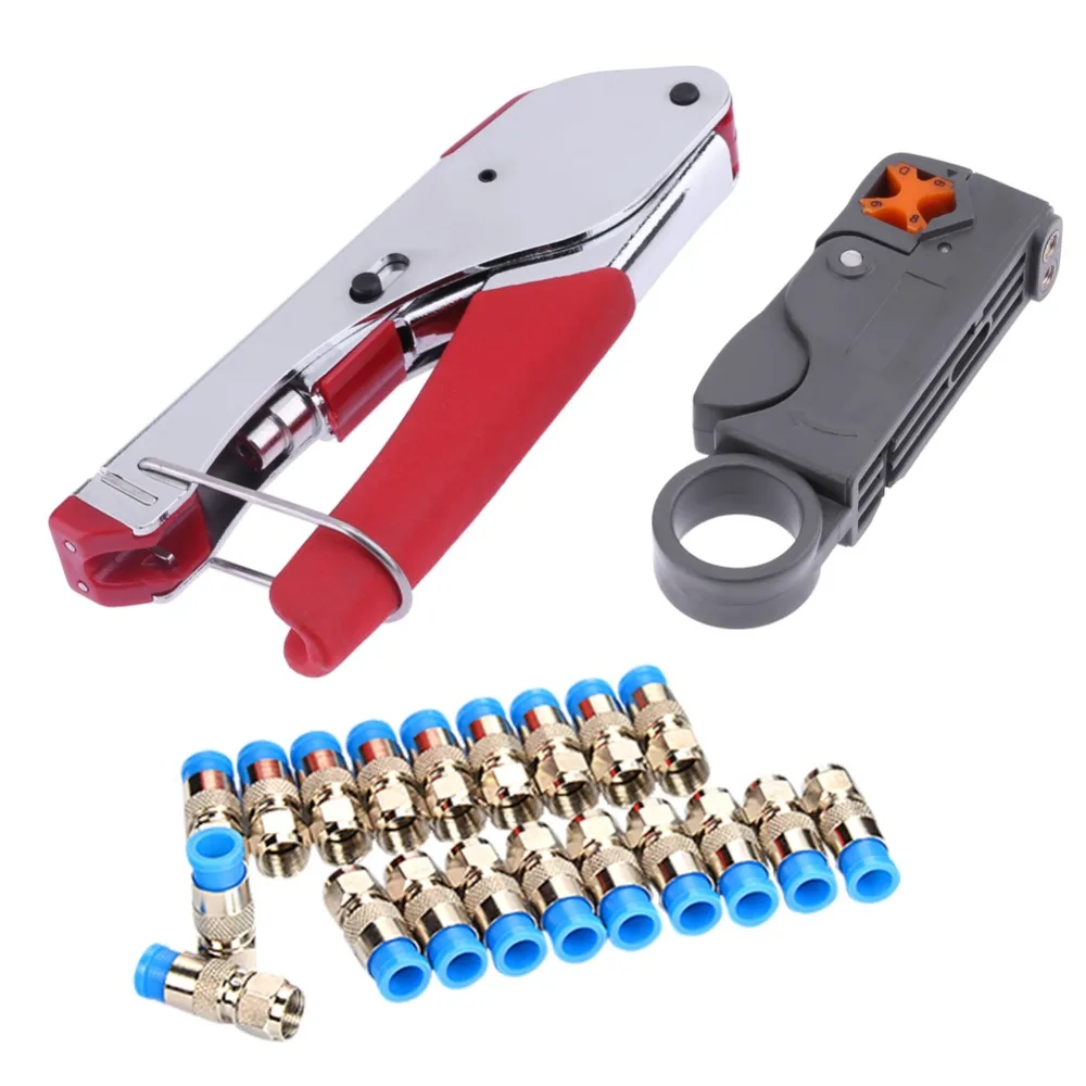 

Coaxial Cable Wire Crimping Tool Stripper Compression Connector Tool Wire Stripping Plier Carbon Steel Wire Stripper Plier Tool