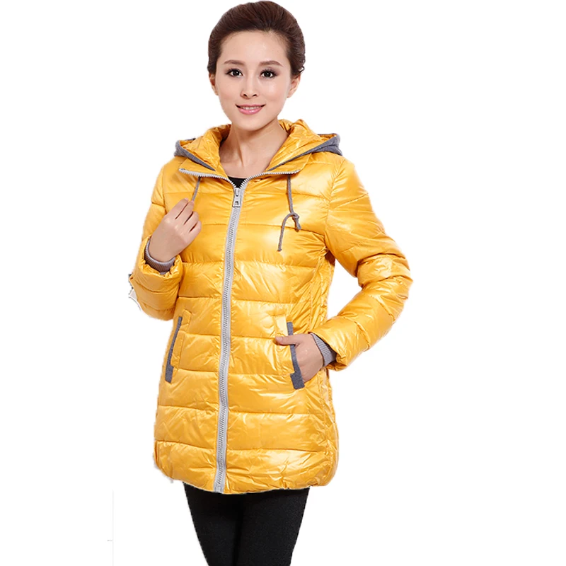 

WAEOLSA Woman Hooded Puffer Coat Winter Woman Casual Quilted Puff Jacket Orange Pink Blue Black Yellow Padded Overcoat Femme 4XL