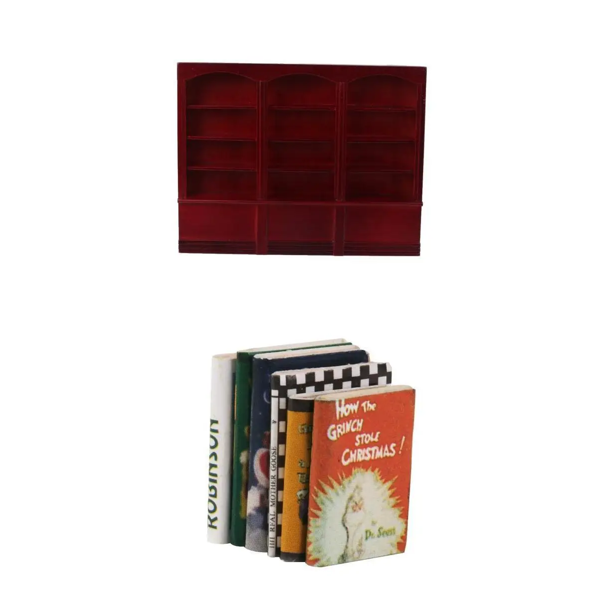 1:12 Doll House Miniatures Wooden Bookcase Bookshelf Books 6pcs Study Supplies Study Room Decor