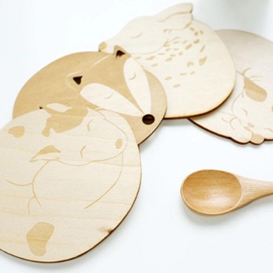 1 шт. настольная подставка под животные|wood cup coaster|table matcup coaster |