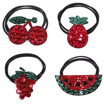 

1PCS Sen female line lovely simple hair band watermelon fruit cherry pineapple grapes shiny hair rope
