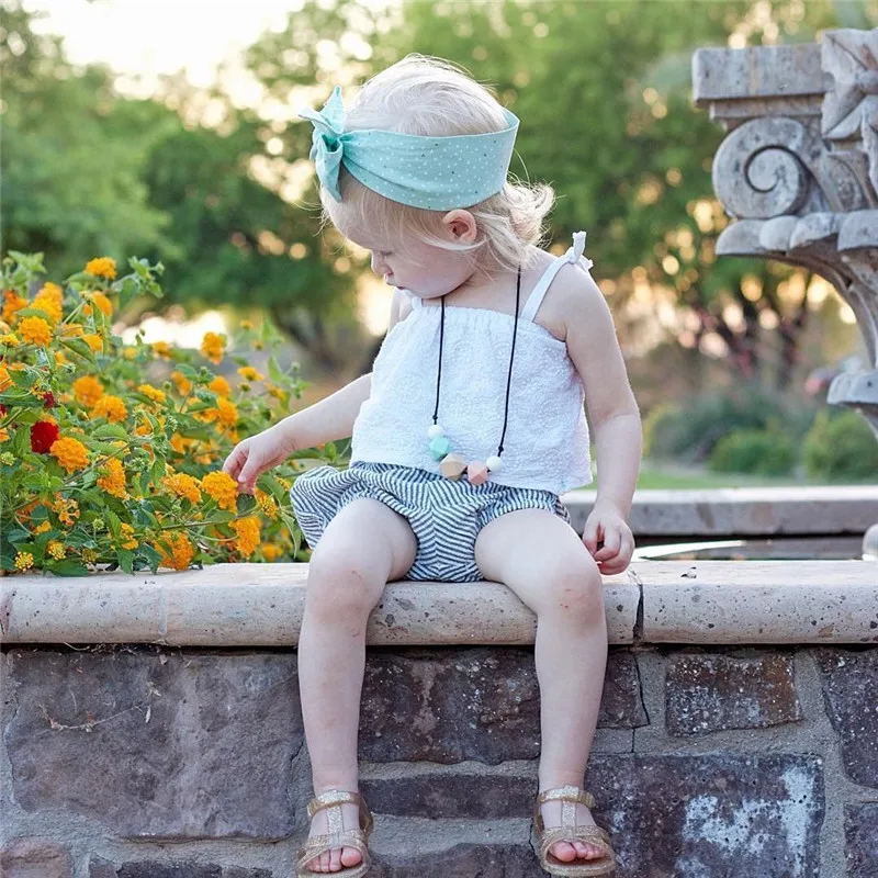 

Lovely Baby Girls Lace Up Summer Crop Tops T-shirt Solid White Sweet Summer Strap Top Clothes