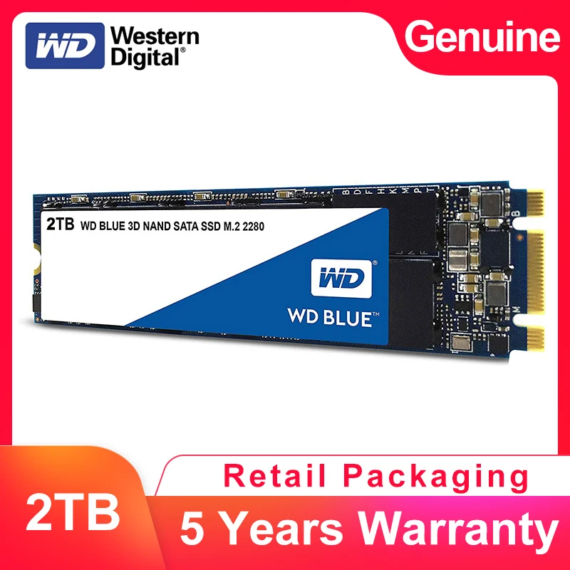 WESTERN DIGITAL WD BLUE 3D NAND SSD 2TB Internal SATA3.0 M.2 2280 NGFF  Solid State Drive Hard Disk For Laptop PC WDS200T2B0B